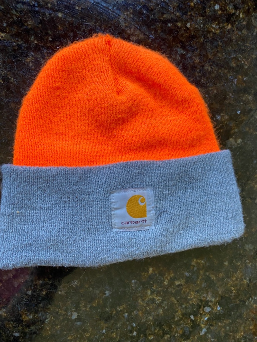 Carhartt Two-Tone Knit Beanie - Orange & Gray - High-vis